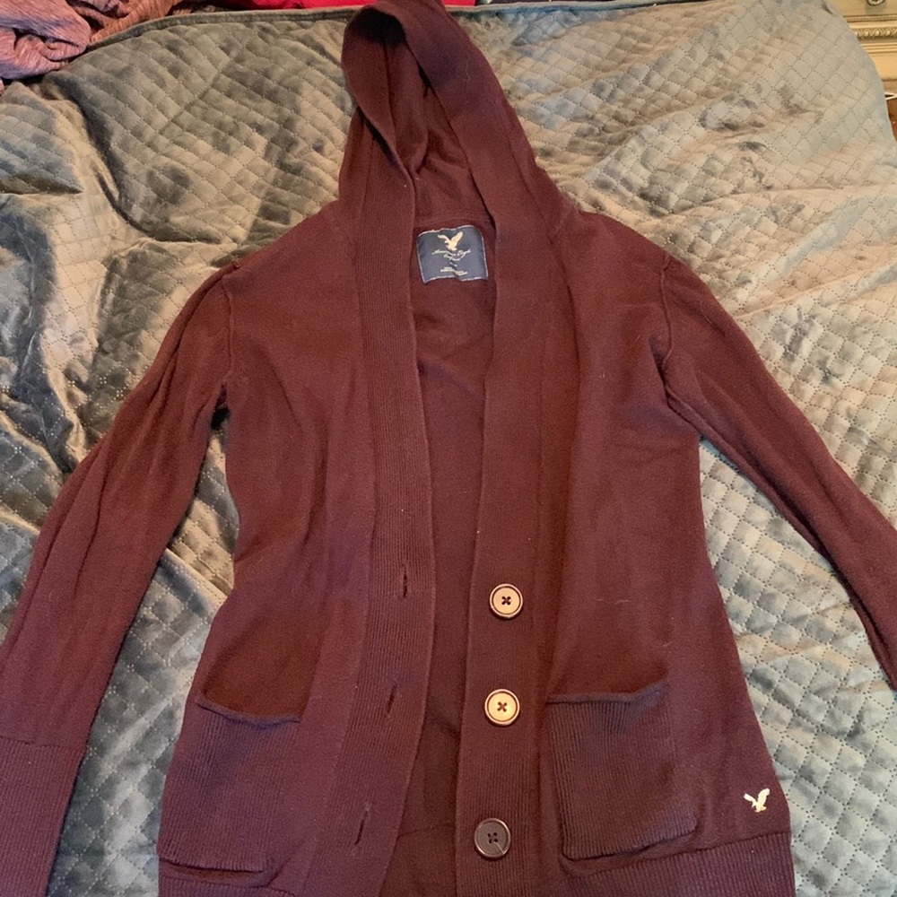 American Eagle Eggplant Purple Cardigan, size M